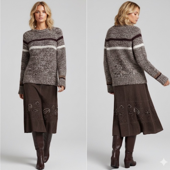 ARITZIA / WILFRED FREE Chunky Tweed Wool Alpaca Blend Sweater Pullover Size M - Picture 1 of 9
